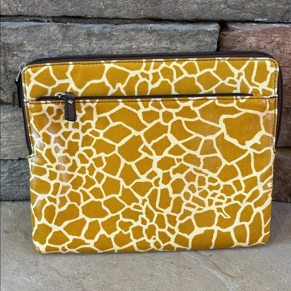 Fossil oil cloth mustard yellow zippered pouch